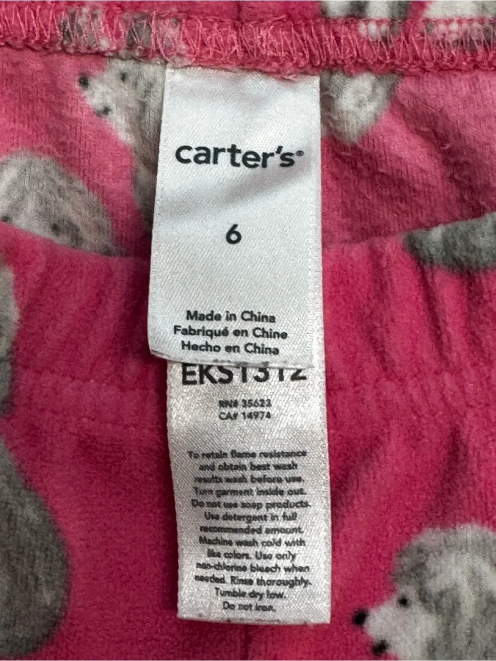Carter's Hot Pink Dog Print Fleece Pajama Bottoms